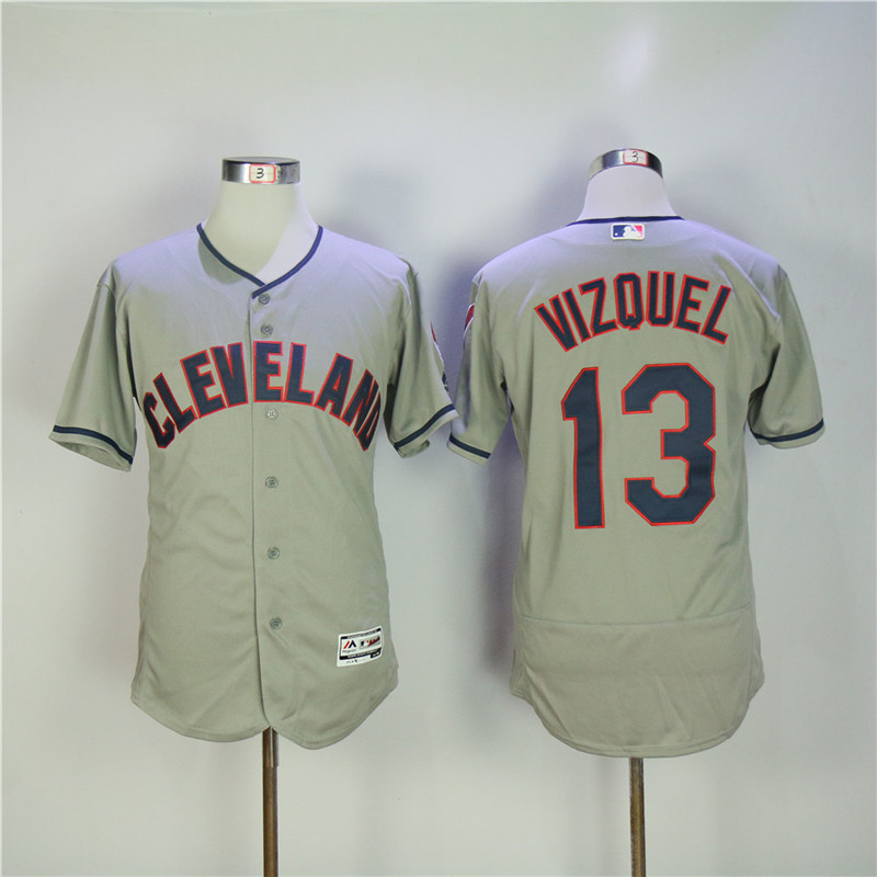 Men's Cleveland Indians #13 Omar Vizquel Gray Flexbase Stitched MLB Jersey